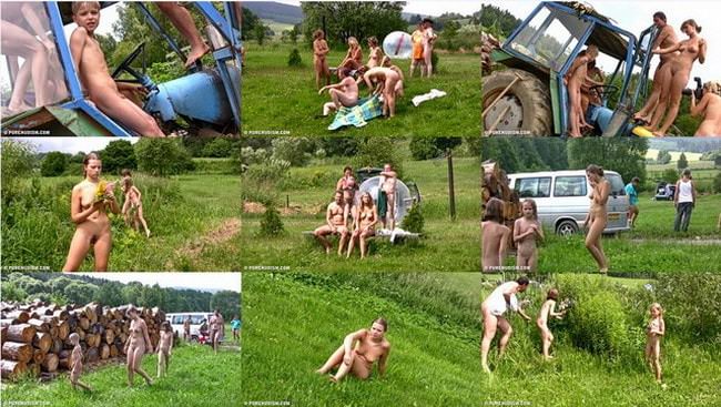 Naturism outdoor video studio Purenudism - Grassy outdoor fitness