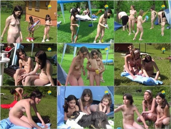 Girls nudists twist the hoop in nature - camping nudists in nature video Naturist Freedom