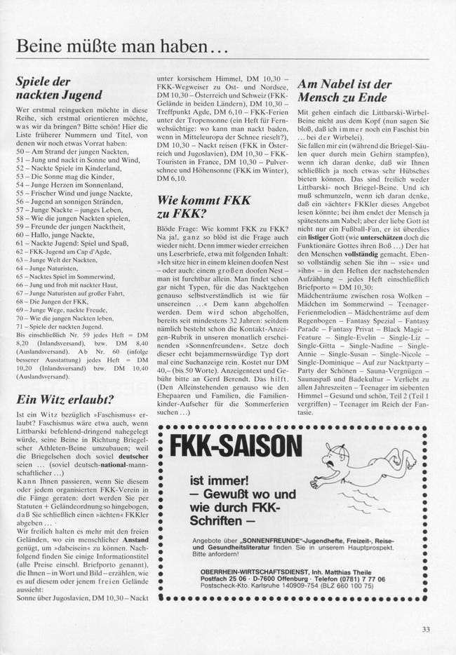 Sonnenfreunde Sonderheft FKK-Magazin #71