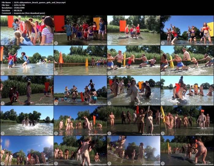 Sports competitions of guys and girls and guys nudists in nature